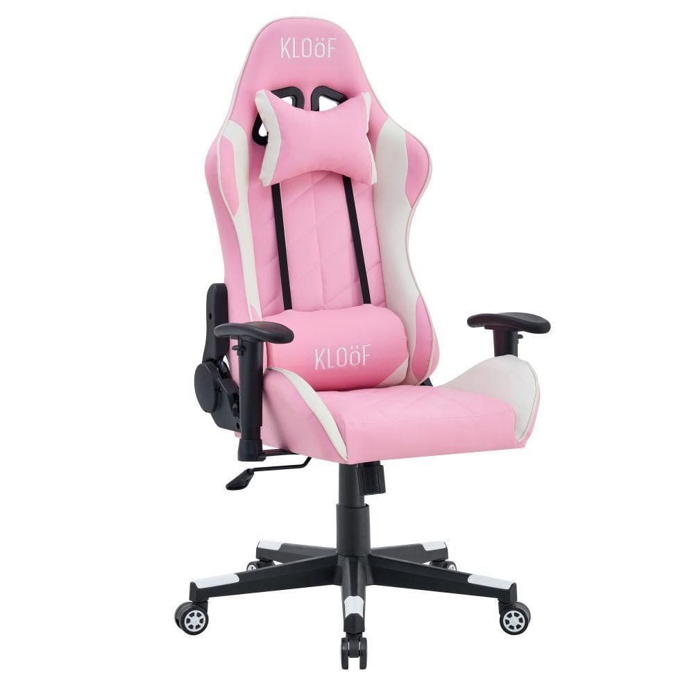 Cadeira Giratória Gamer Reclinável Kl3 Branco E Rosa