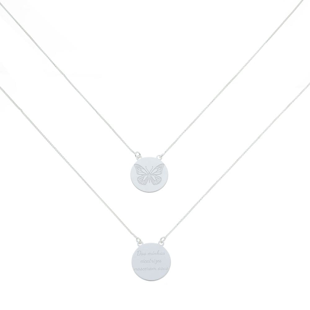Colar Feminino Escapulário Borboleta Em Prata 925
