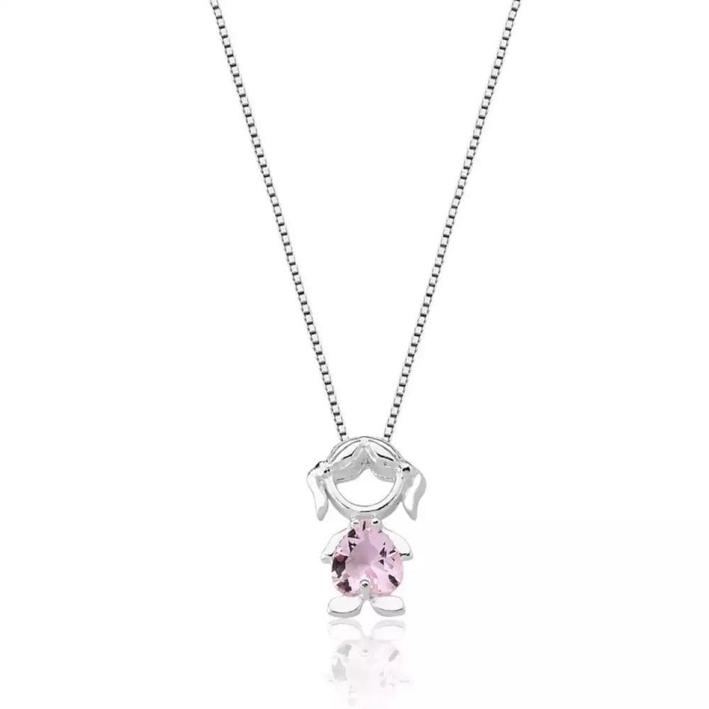 Colar Feminino De Prata 925 Veneziana Com Pingente Menina