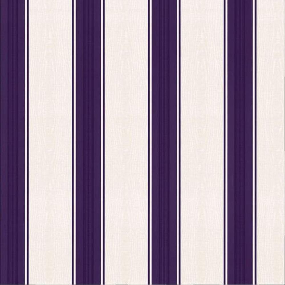 Papel De Parede K&G Listrado Roxo Branco Vinílico Lavável