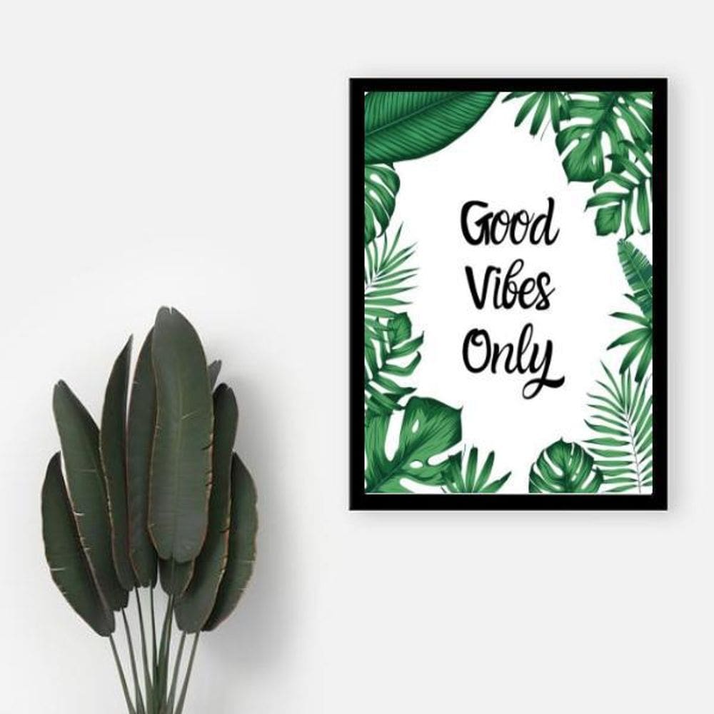 Quadro Decorativo Good Vibes Only 34x23Cm