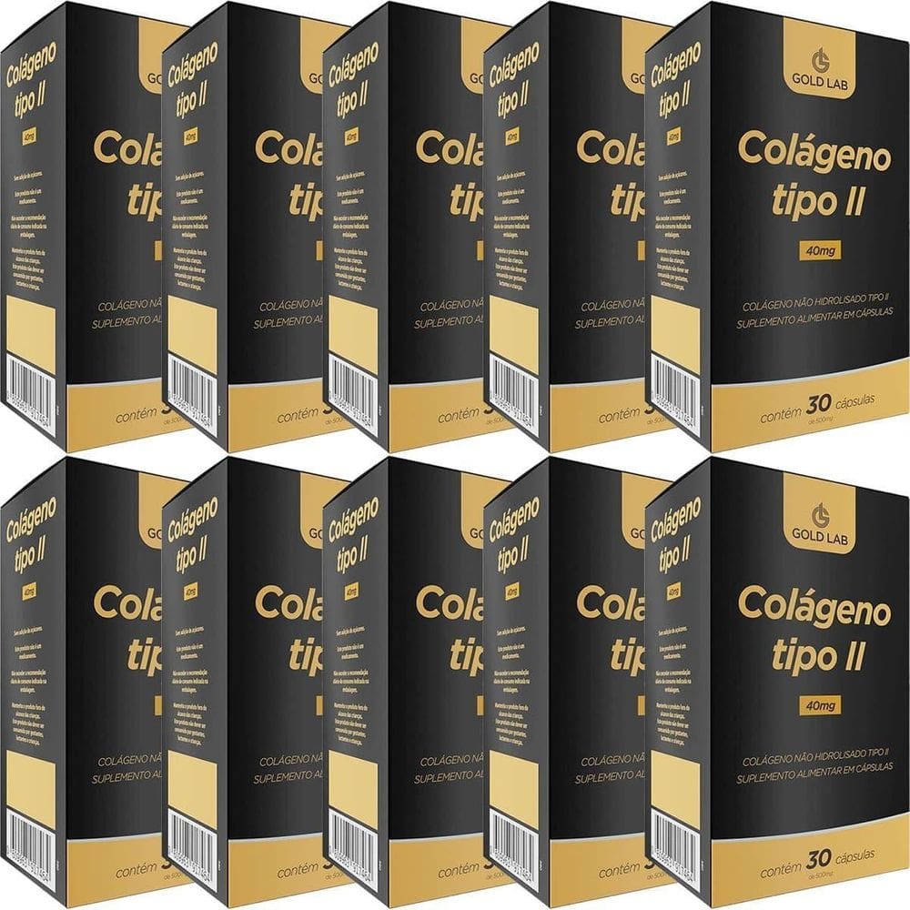 Kit C/10 Colágeno Tipo Ii 40Mg C/30 Cápsulas - Gold Lab