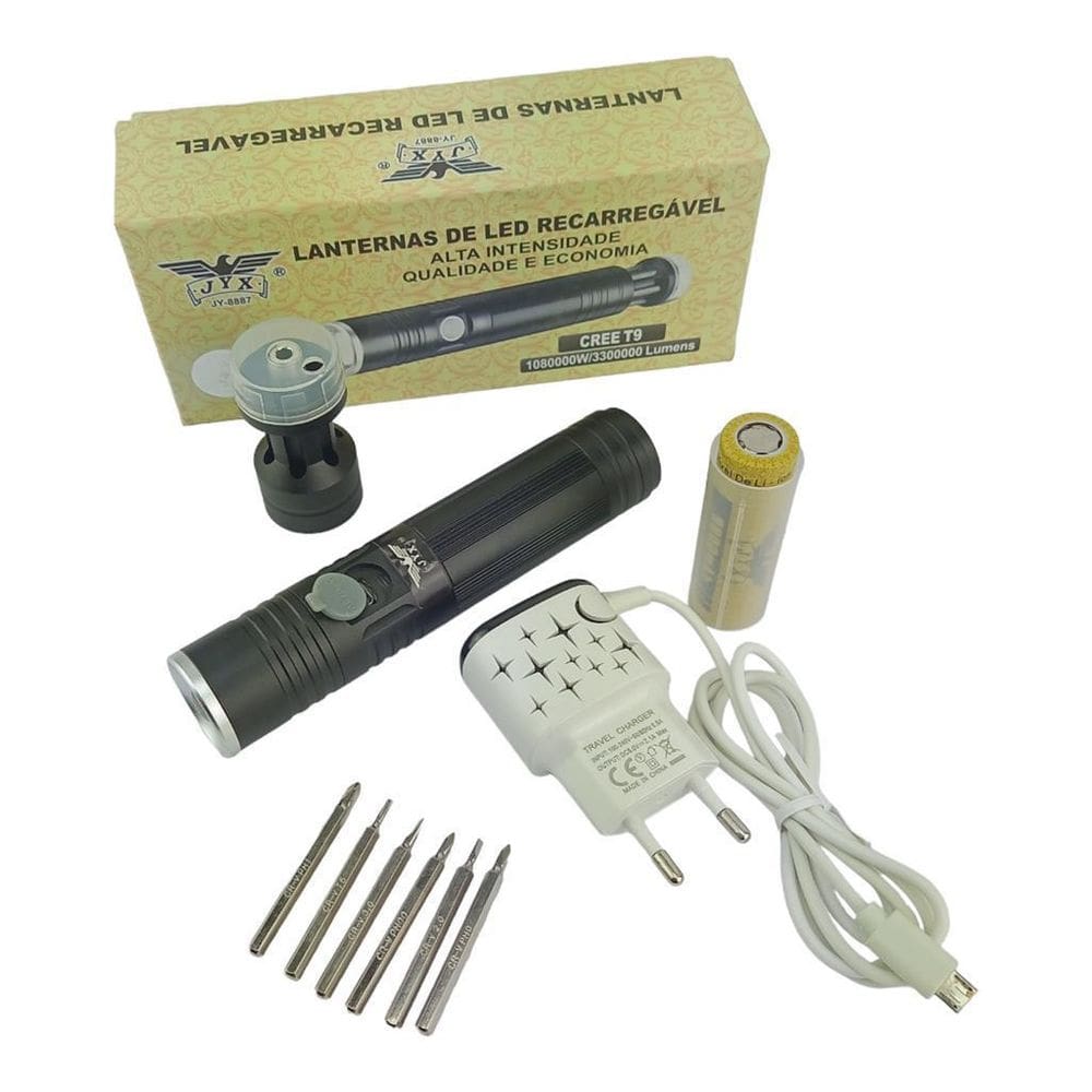 Lanterna Multfuncional Recarregável Usb Led T9