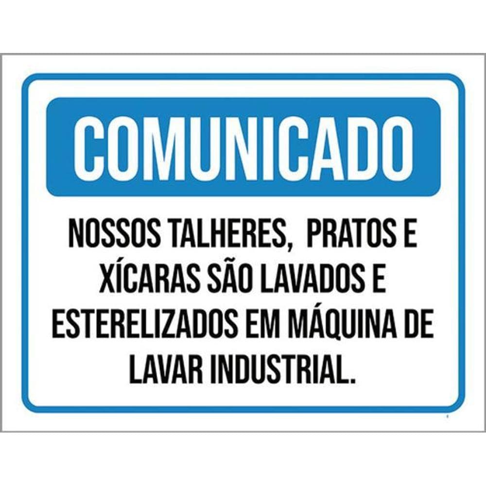 Kit 3 Placas Comunicado Talheres Pratis Xícaras Máquina