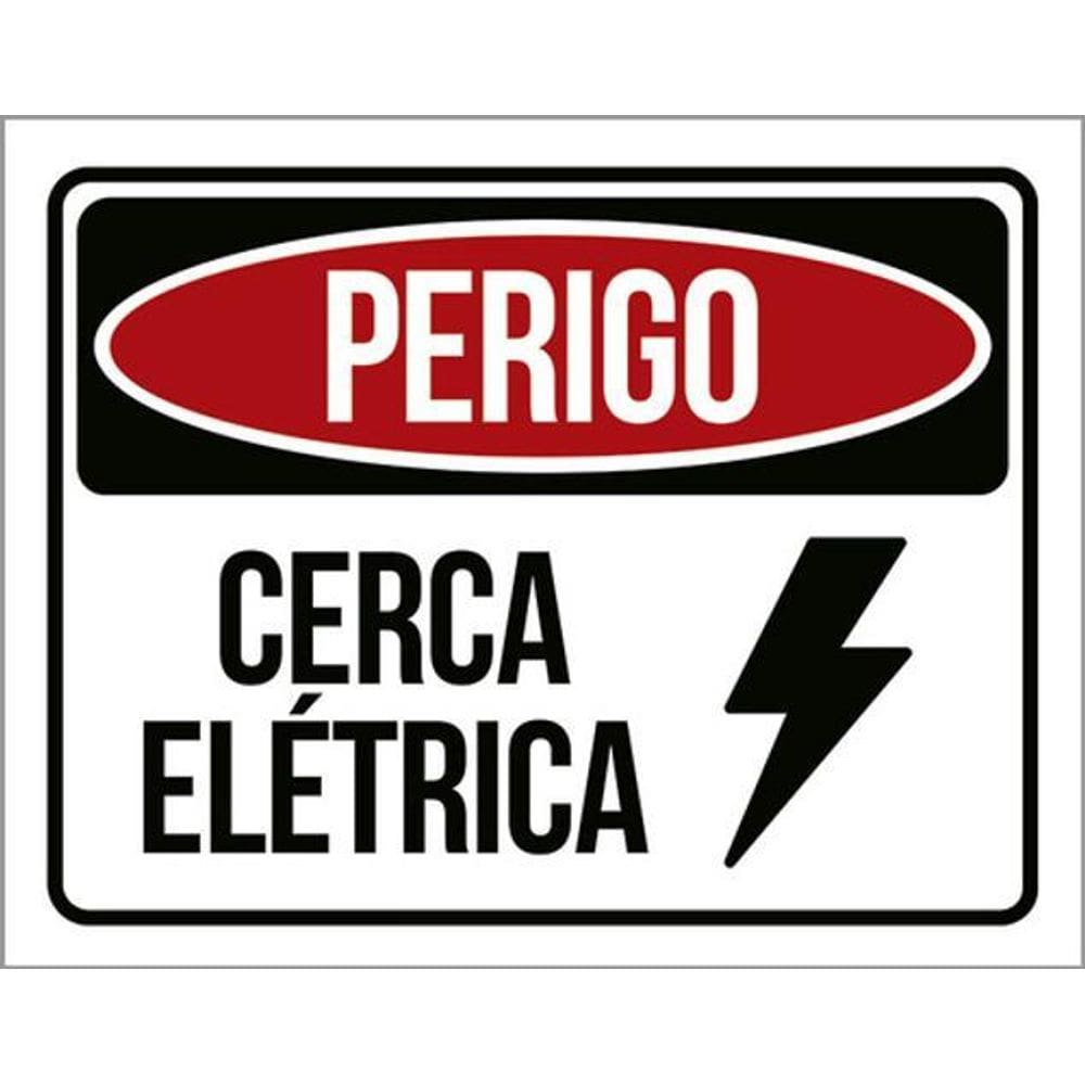 Kit 3 Placas Sinalização - Perigo Cerca Elétrica Atenção