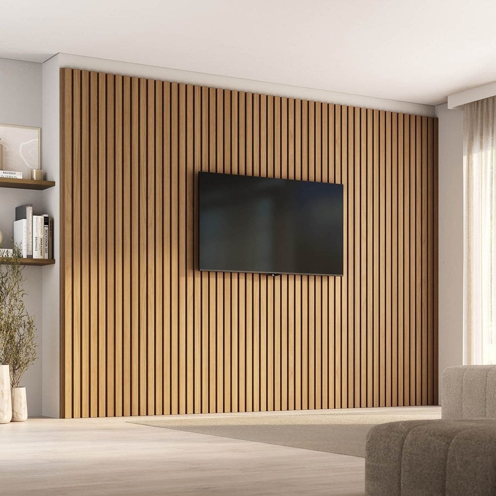 Painel para Tv até 86 Polegadas 320x230cm Ripado Aruá Cabecasa Madeiraoriginals Jatoba
