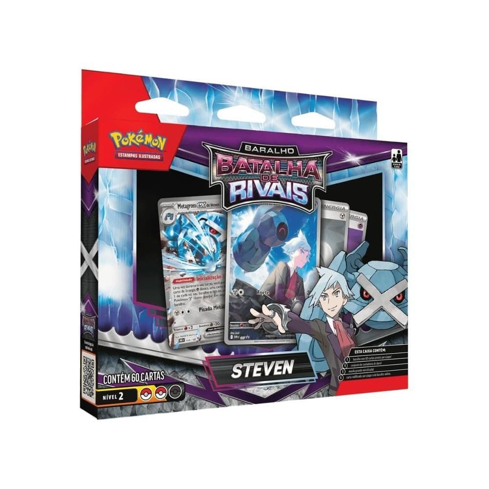 Box Pokémon Baralho Batalha De Rivais Steven Copag 60 Cartas