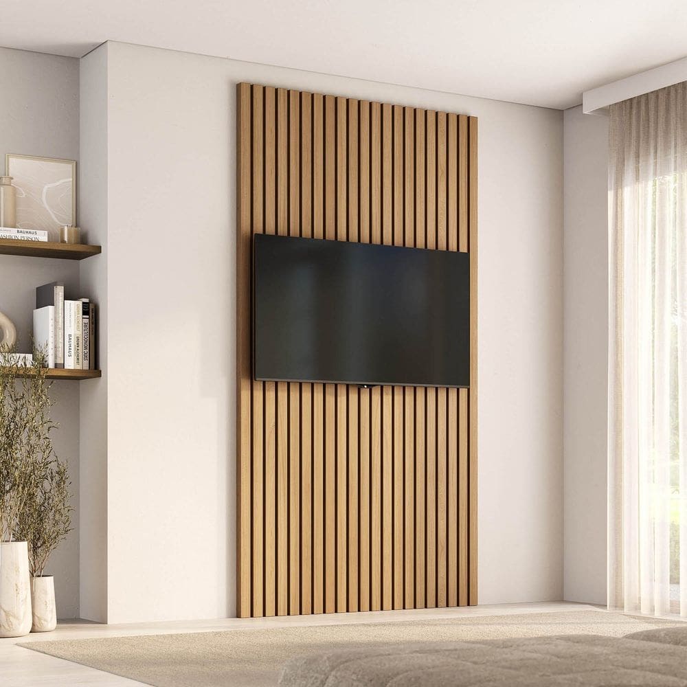 Painel para Tv até 48 Polegadas 120x230cm Ripado Aruá Cabecasa Madeiraoriginals Jatoba