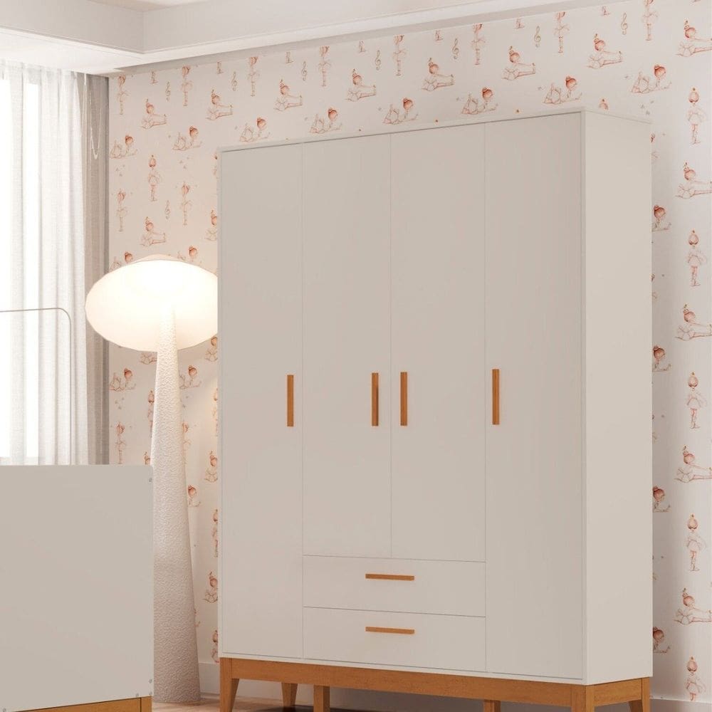 Guarda-roupa para Quarto de Bebê 4 Portas Flip Areia Fosco