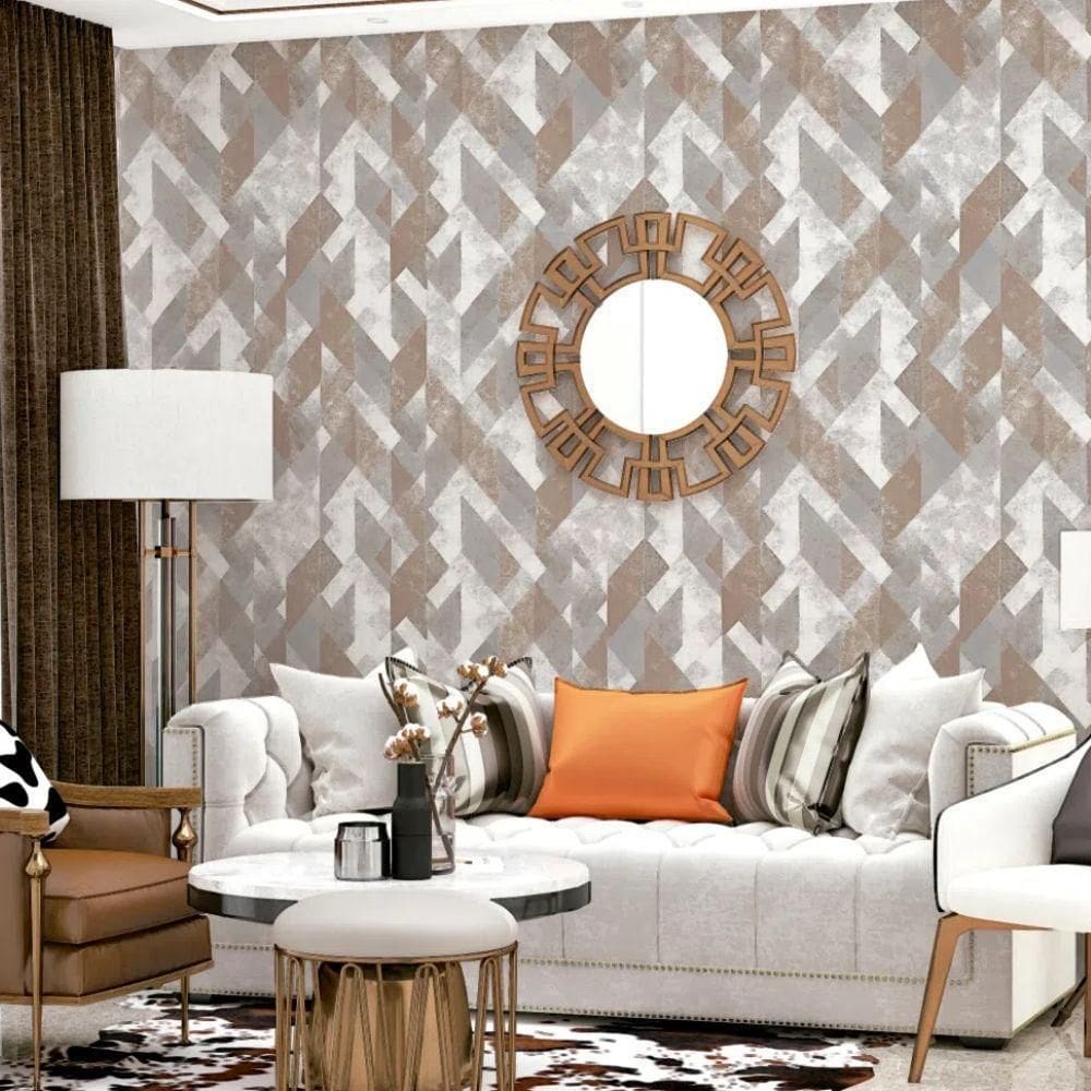 Papel de Parede Geométrico Branco e Cinza - ESS1039