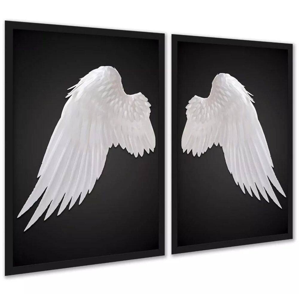 Kit 2 Quadros Decorativos Asas De Anjo 45X34Cm