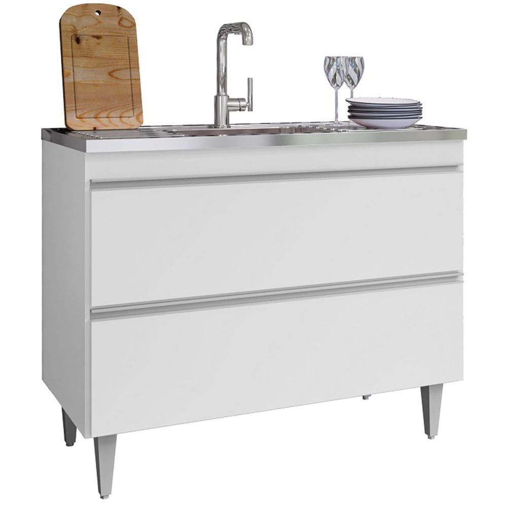 Balcão de Pia para Cozinha 100 cm 2 Portas Esmerita
