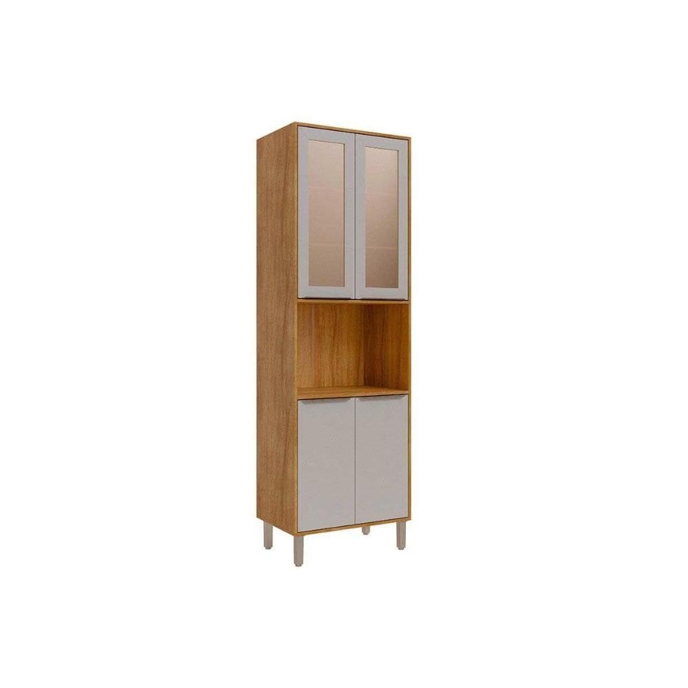 Cristaleira Cozinha MGM Áurea c/ 4 Portas c/ Vidro 70cm Cinamomo/Platina
