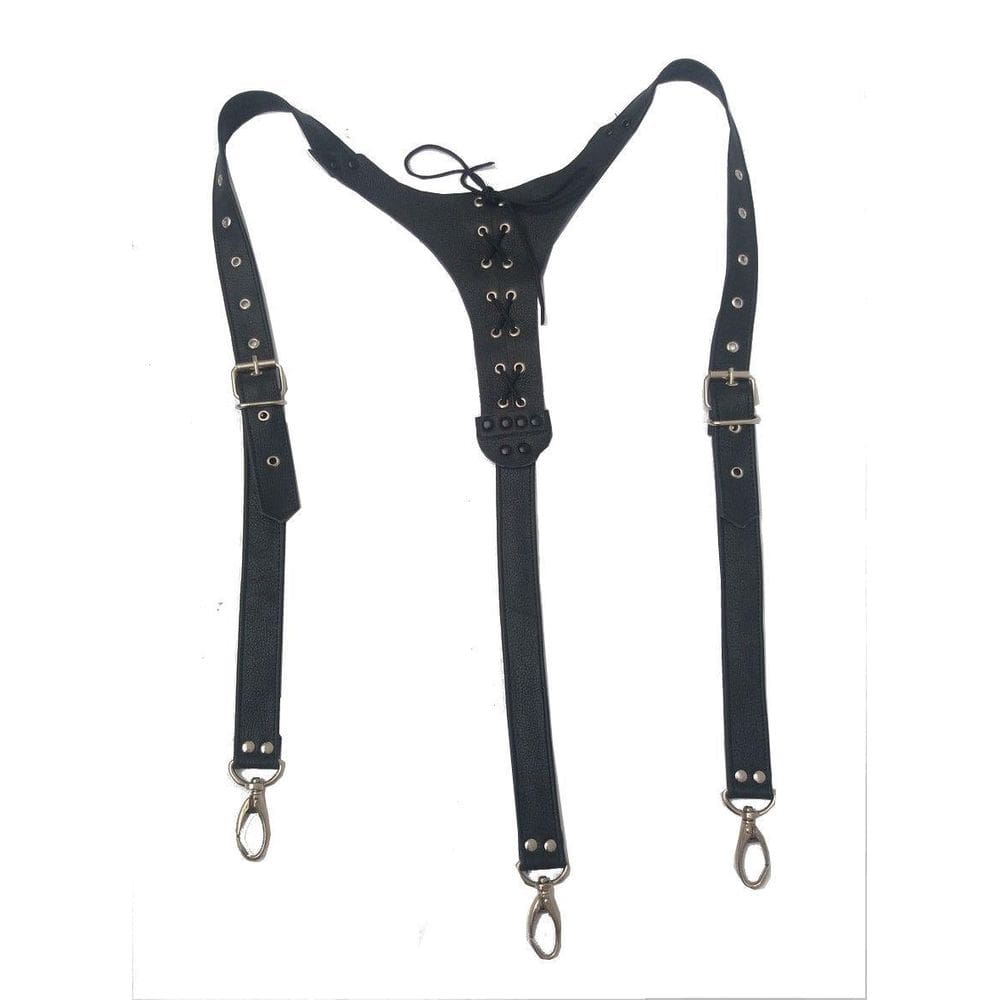 Suspensório Regata Preto SU029 Couro