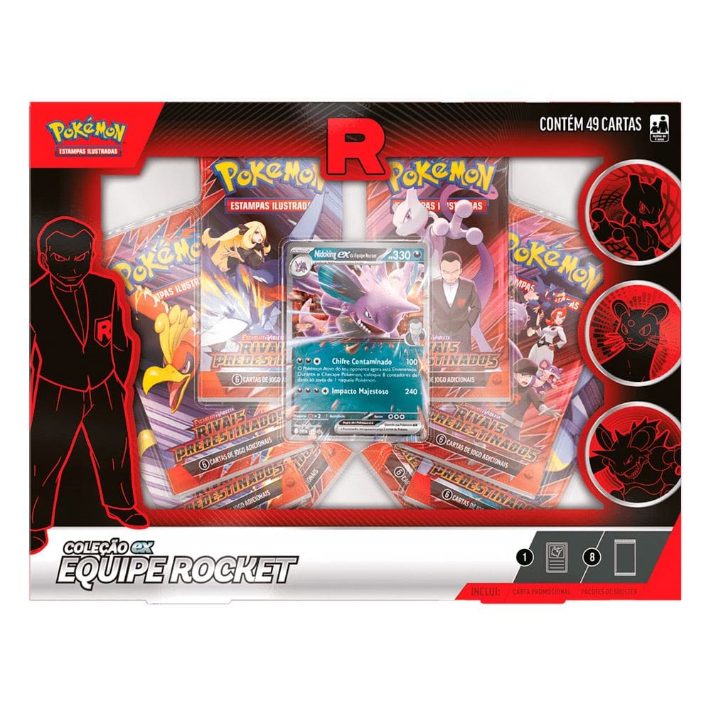 Box Pokémon Coleção Ex Equipe Rocket Nidoking com 49 Cartas 10135 35880 - Copag