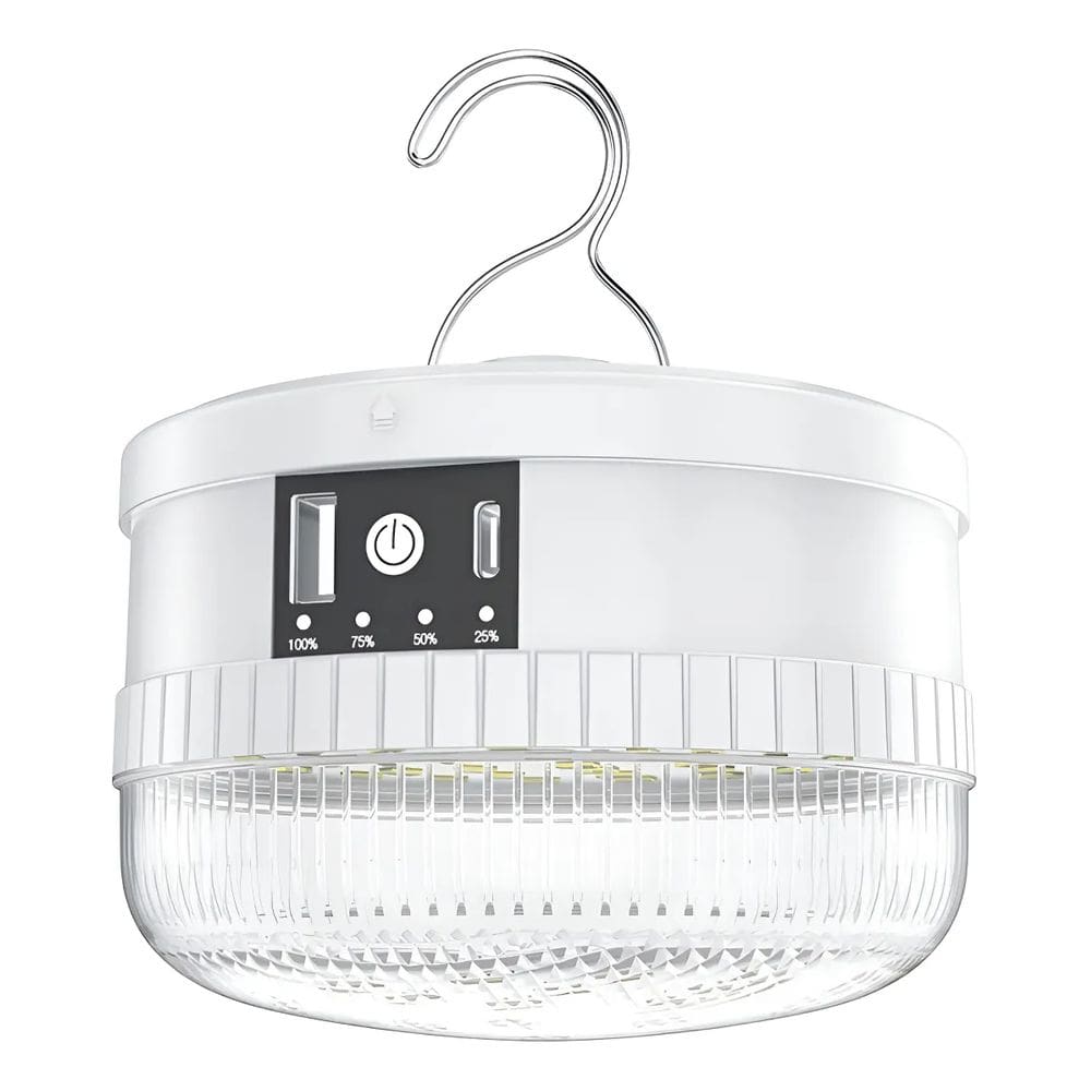 Luminária Para Barraca Carisma Recarregável - 4 Níveis, USB + Pilhas AAA/18650, Branca