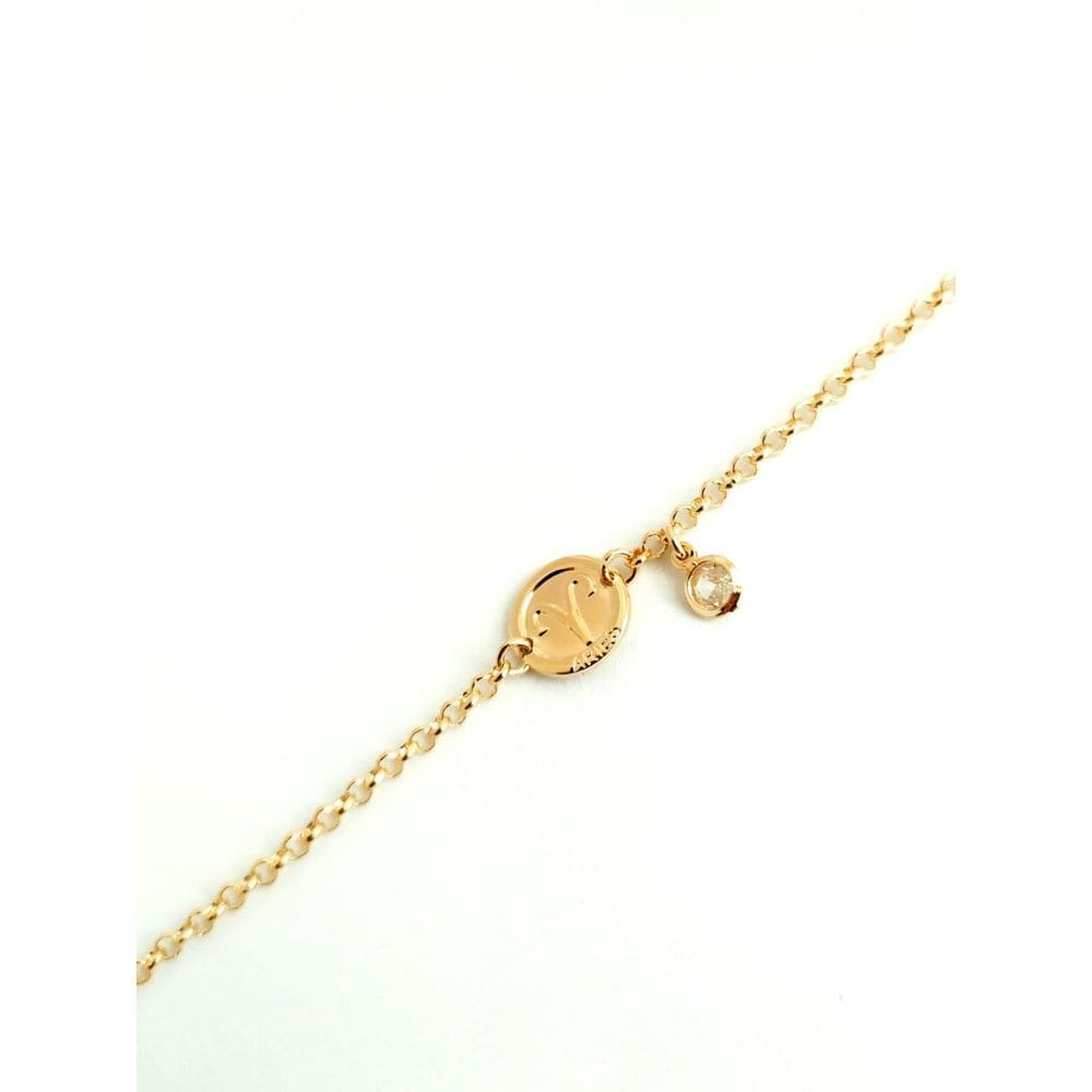 Pulseira Belca Signo Aries Com Pingente, No Banho De Ouro