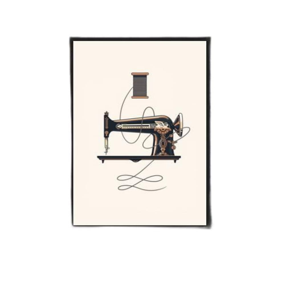Quadro Máquina De Costura Antiga 45X34Cm Moldura Preta