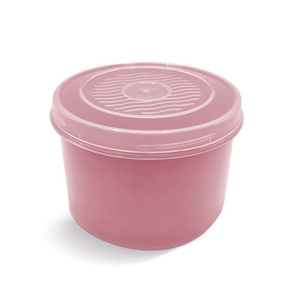 Pote Com Tampa Rosca Redondo 260 Ml Plasvale Rosa