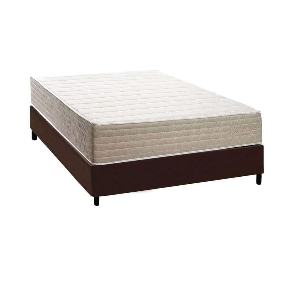 Cama Box NOVO + Colchão Espuma Kappesberg D33 Anatômico Carmine + Base CRC Corano Brown