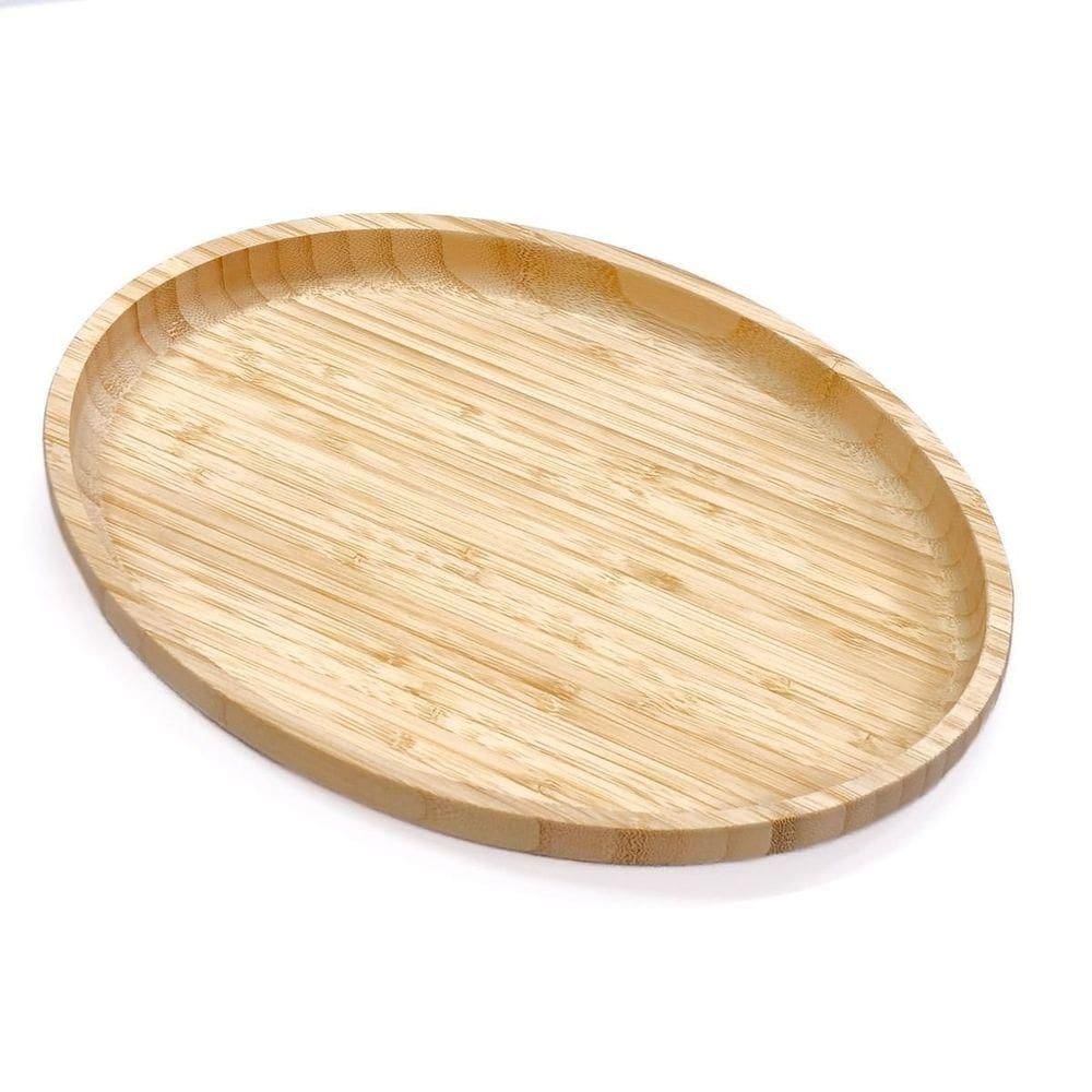 Bandeja Oval De Bambu 33cm Marrom