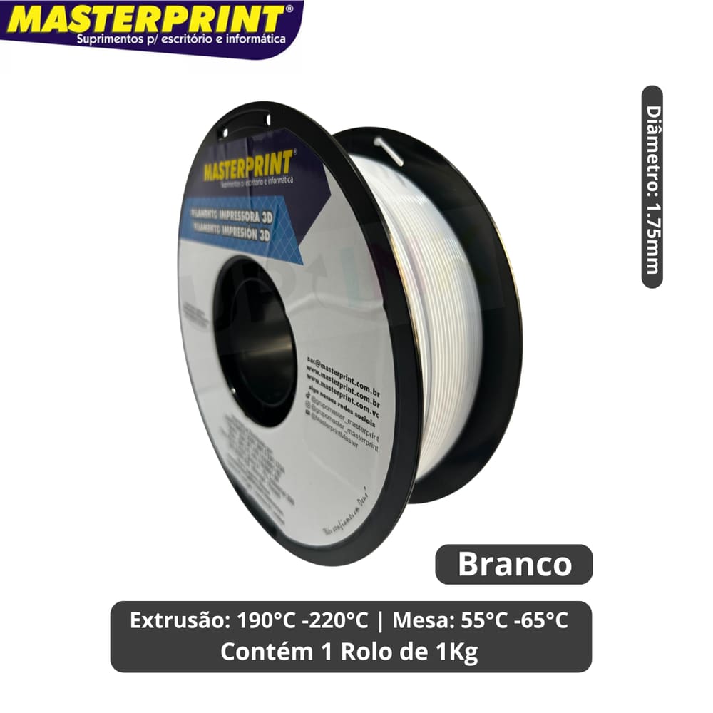 Filamento 3D - PLA Branco - Rolo 1KG (1.75mm)