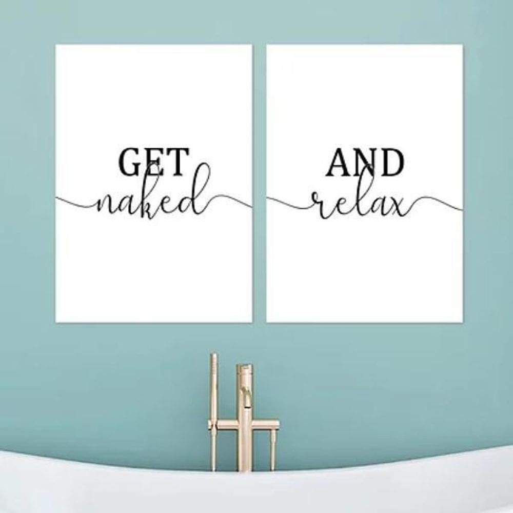 Kit 2 Quadros Get Naked And Relax 24X18Cm