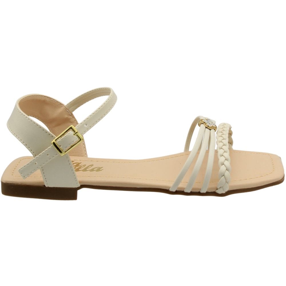 Sandália Rasteira Infantil Bia Bella Tiras Fina Aplique Menina