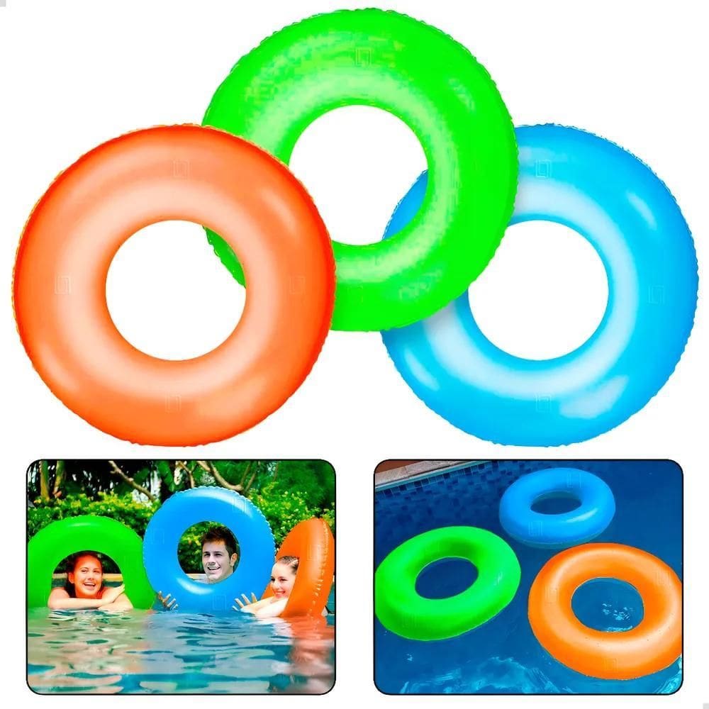 Kit 3 Boias Neon 76Cm Grande Redonda Inflável Piscin Variada