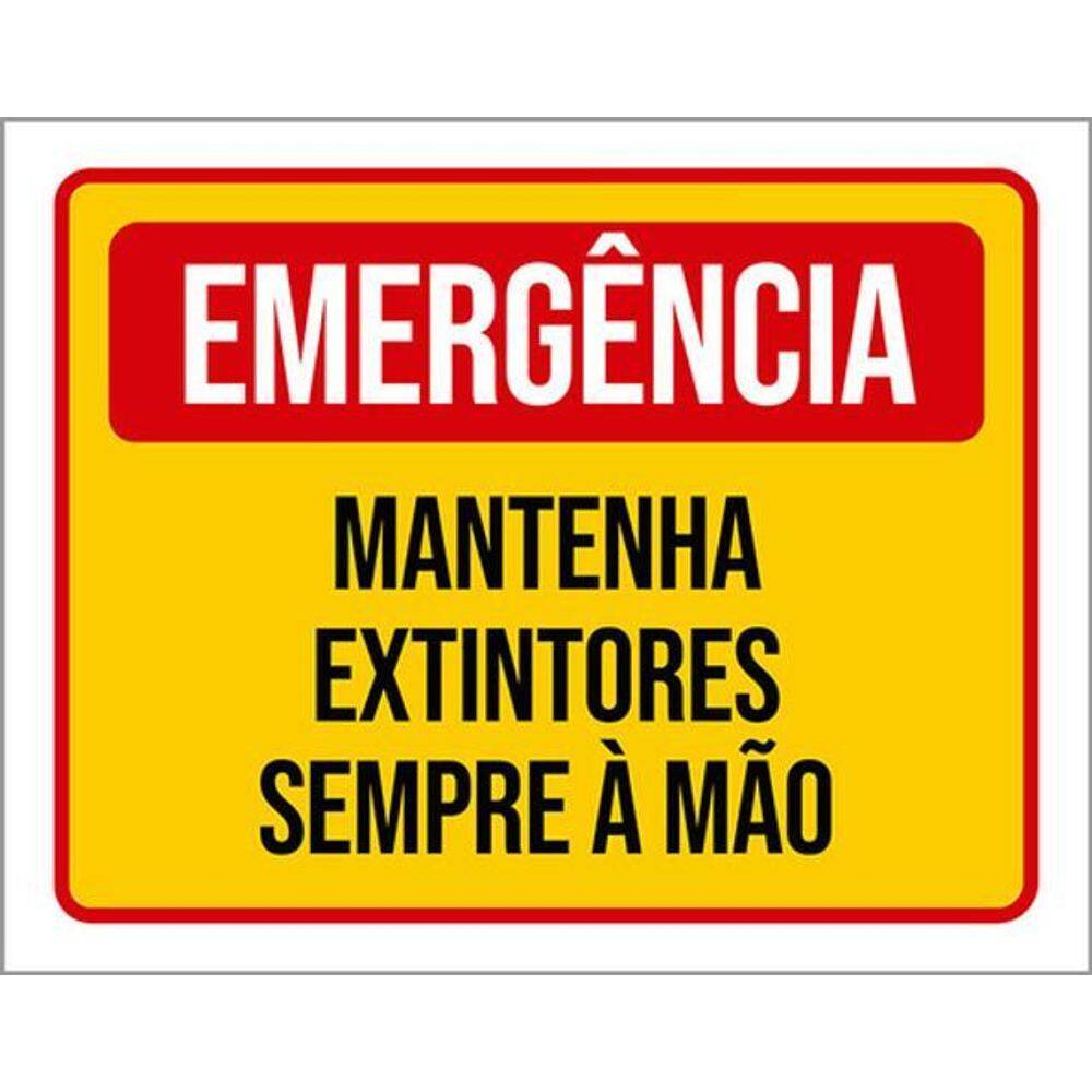 Kit 3 Placas De Sinalização - Emergência Mantenha Extintores
