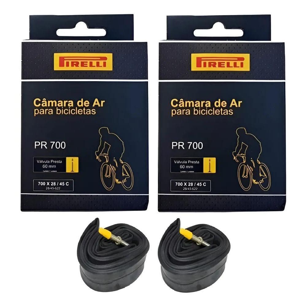 2 Câmaras De Ar Bicicleta Aro 700X28 45C Pirelli 60Mm Presta