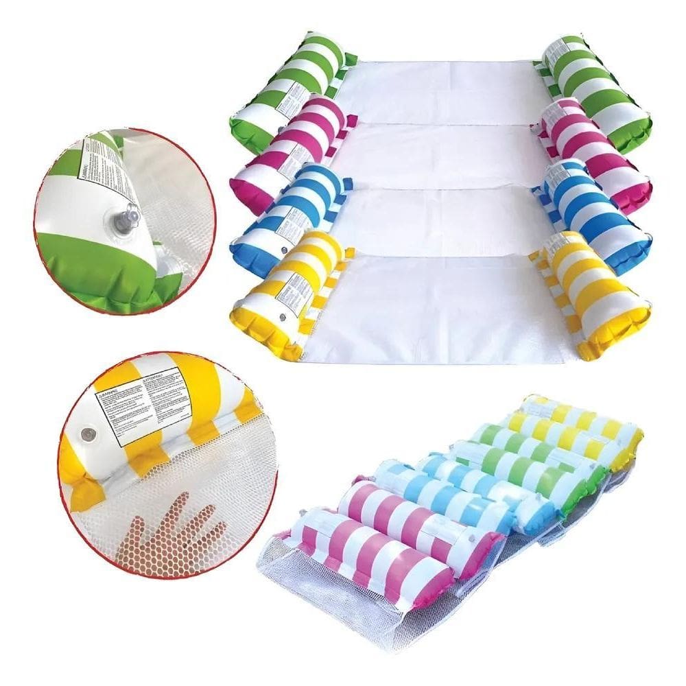 2 Boia Rede Piscina Cama Flutuante Reclinável Inflável