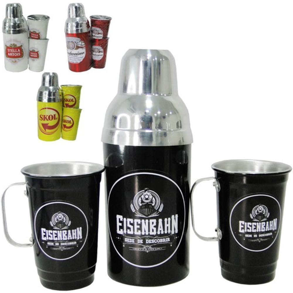 Garrafa Caneca Aluminio Termico Adesivado 3 Peca 600