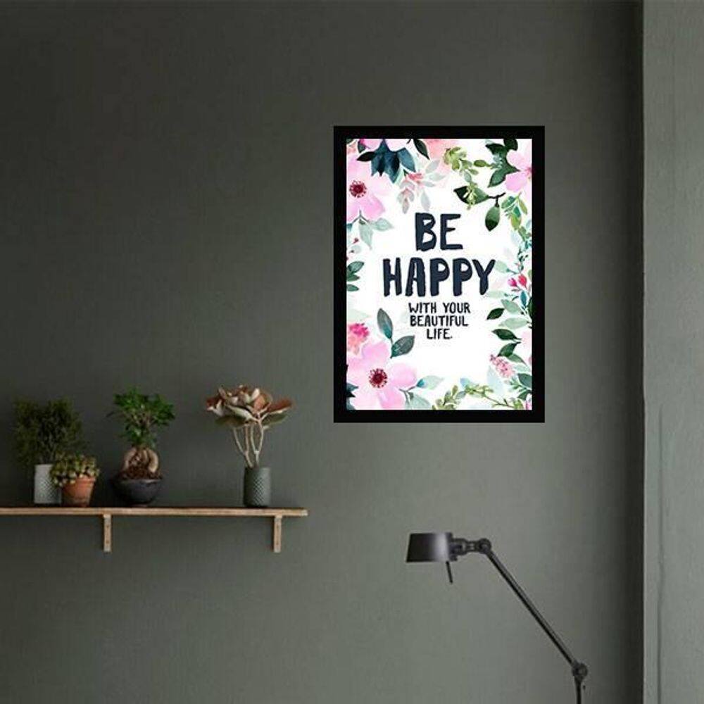 Quadro Be Happy 24X18Cm - Com Vidro