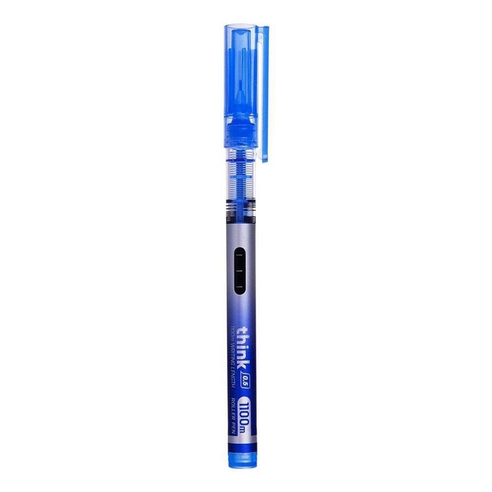 Caneta Deli Roller Pen 0,5mm Azul - Embalagem com 12 Unidades