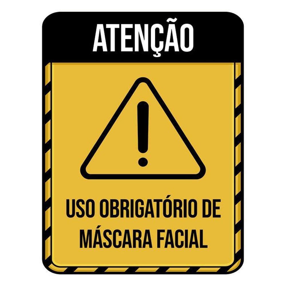 Placa Atenção Uso Obrigatório Máscara Facial 36X46