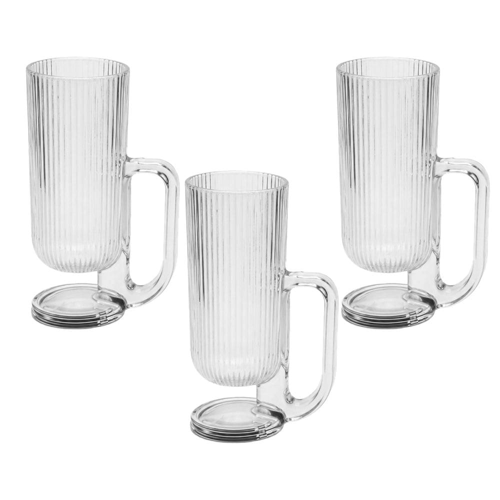 Jogo C/3 Canecas de Vidro Transparente Savor 260ml P/ Café e Chá com Design Elegante e Resistente