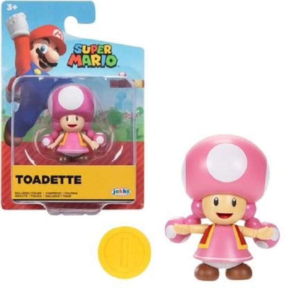 Super Mario Boneco Toadette de 8cm Com Moeda -  Sunny