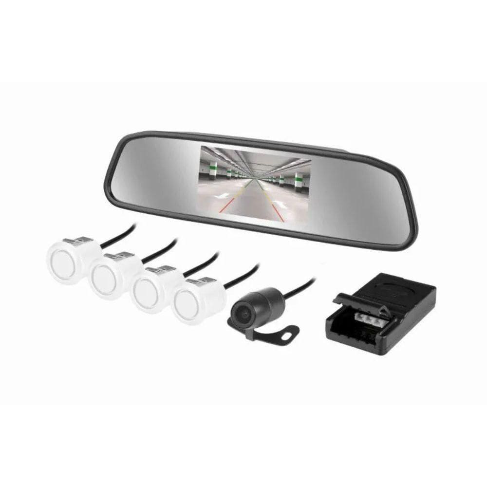 Kit Retrovisor + Camera Re + Sensor Estacionamento 4 Pontos