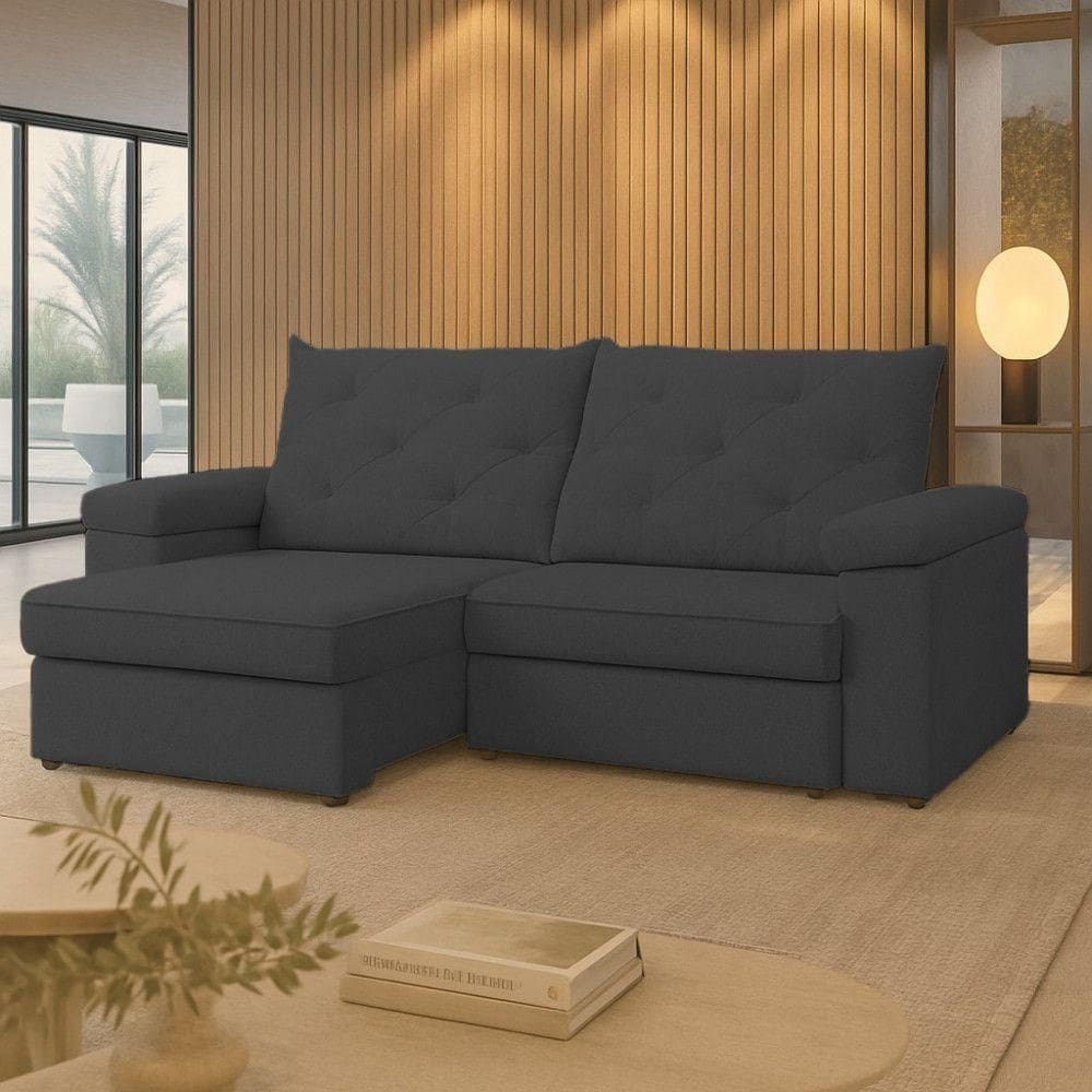 Sofá Para Sala Reclinável Estofado Miami 210cm Linho