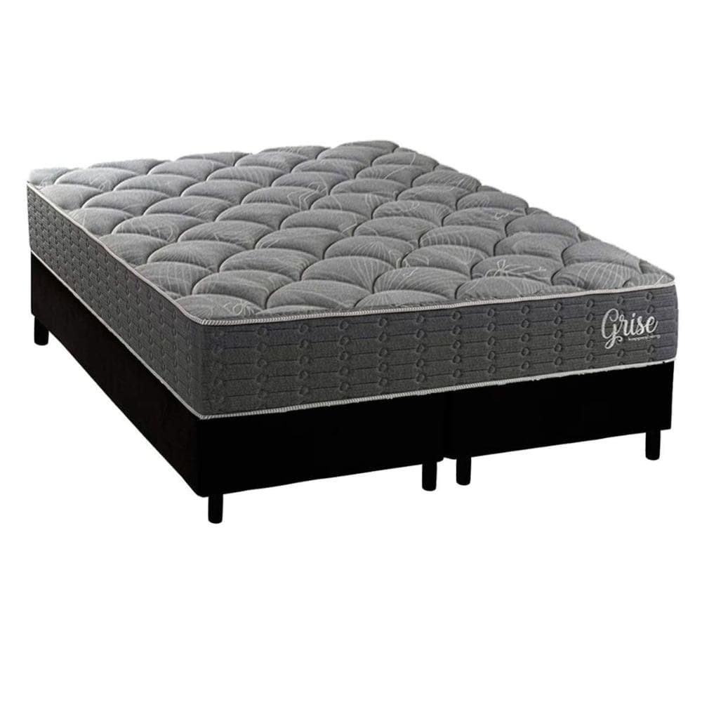 Cama Box NOVO + Colchão Anatômico Kappesberg D40 Grise + Base CRC Corano Black