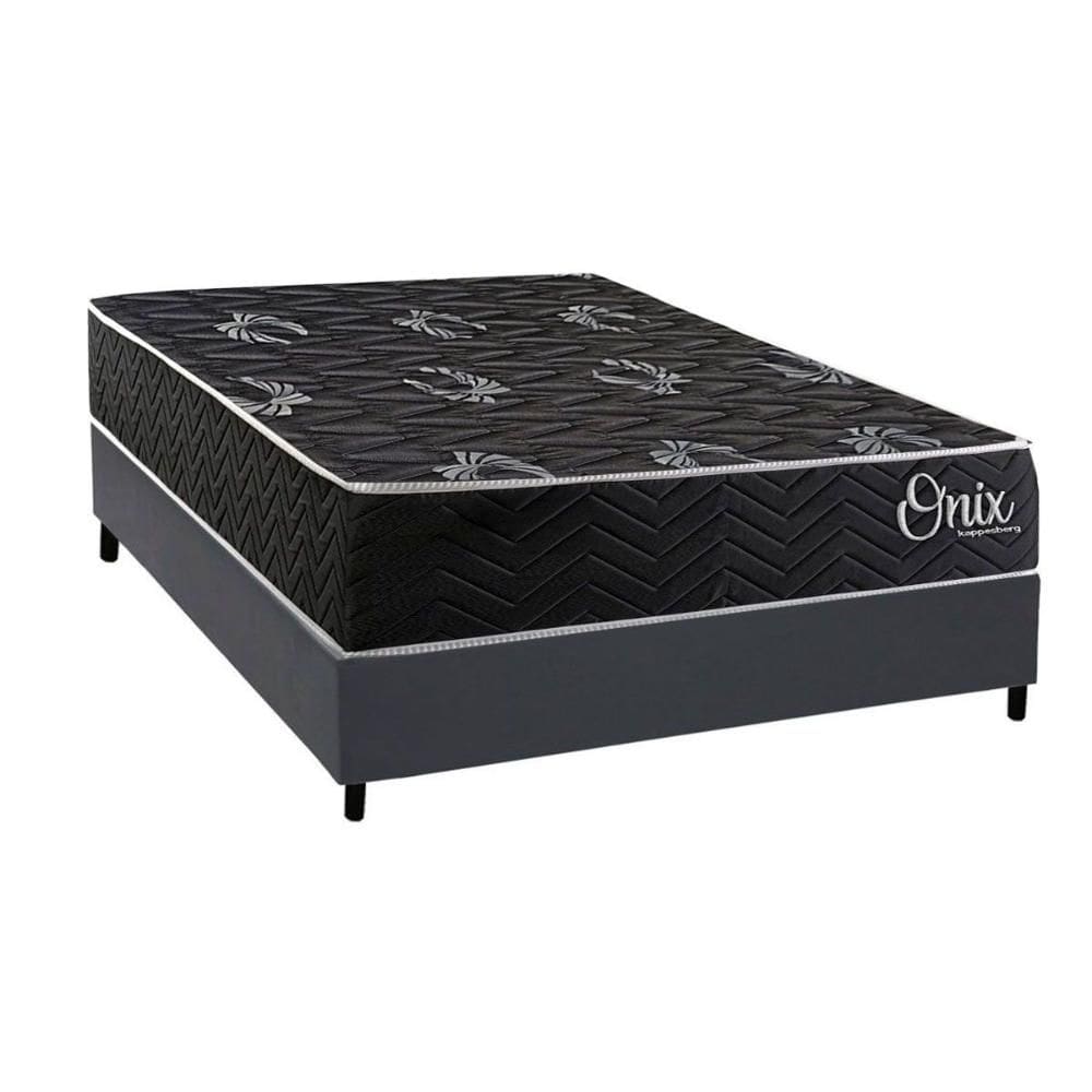 Cama Box NOVO + Colchão Anatômico Kappesberg D28 Onix + Base CRC Corano Gray
