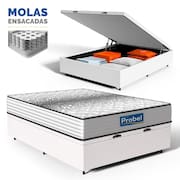 Cama Box Baú com Colchão de Molas Ensacadas Double Face Essence Probel Casal 138cm