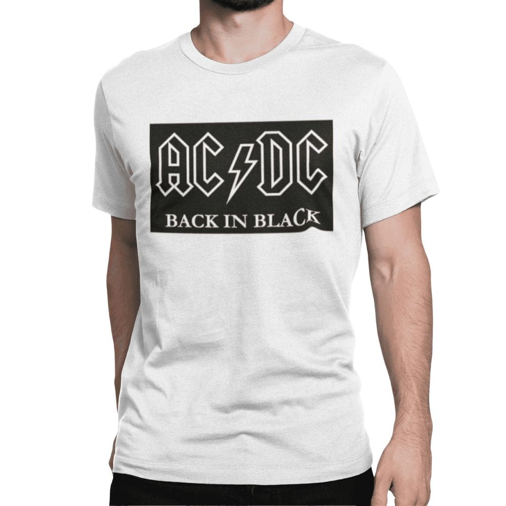 Camiseta Unissex AC/DC Back in Black 100% Algodão Premium