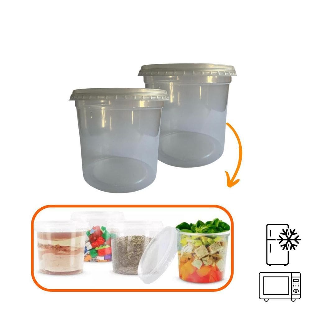 Kit 24 Pote Descartável Redondo Tampa Transparente 1500Ml