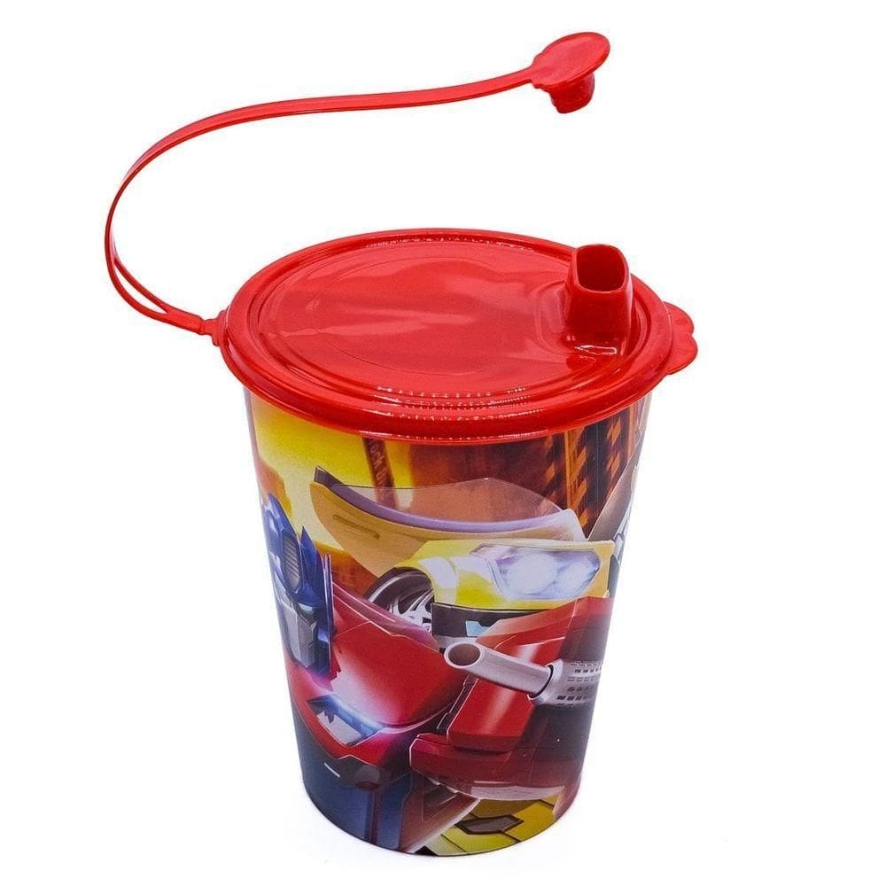 Copo Com Tampa 320ml Transformers Decorado Transformers