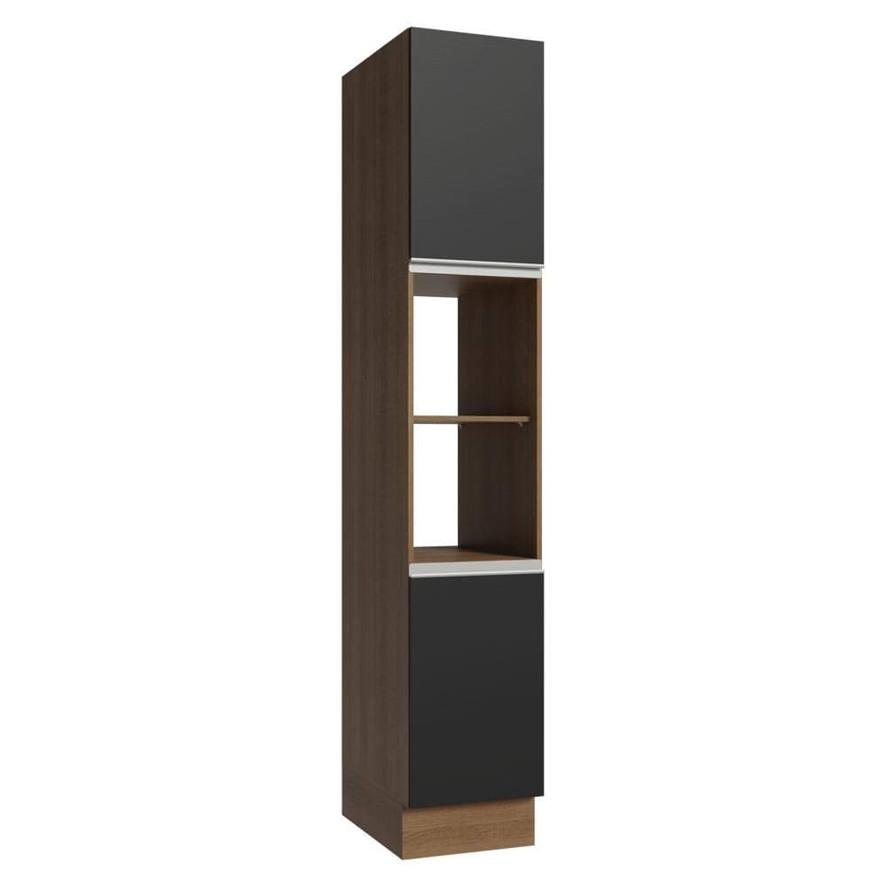 Paneleiro 40 cm 2 Portas e 2 Nichos Rustic/Preto Glamy Madesa