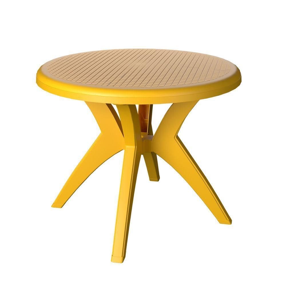 Mesa Redonda Jardim/varanda Deluxe Polipropileno Cor:amarelo