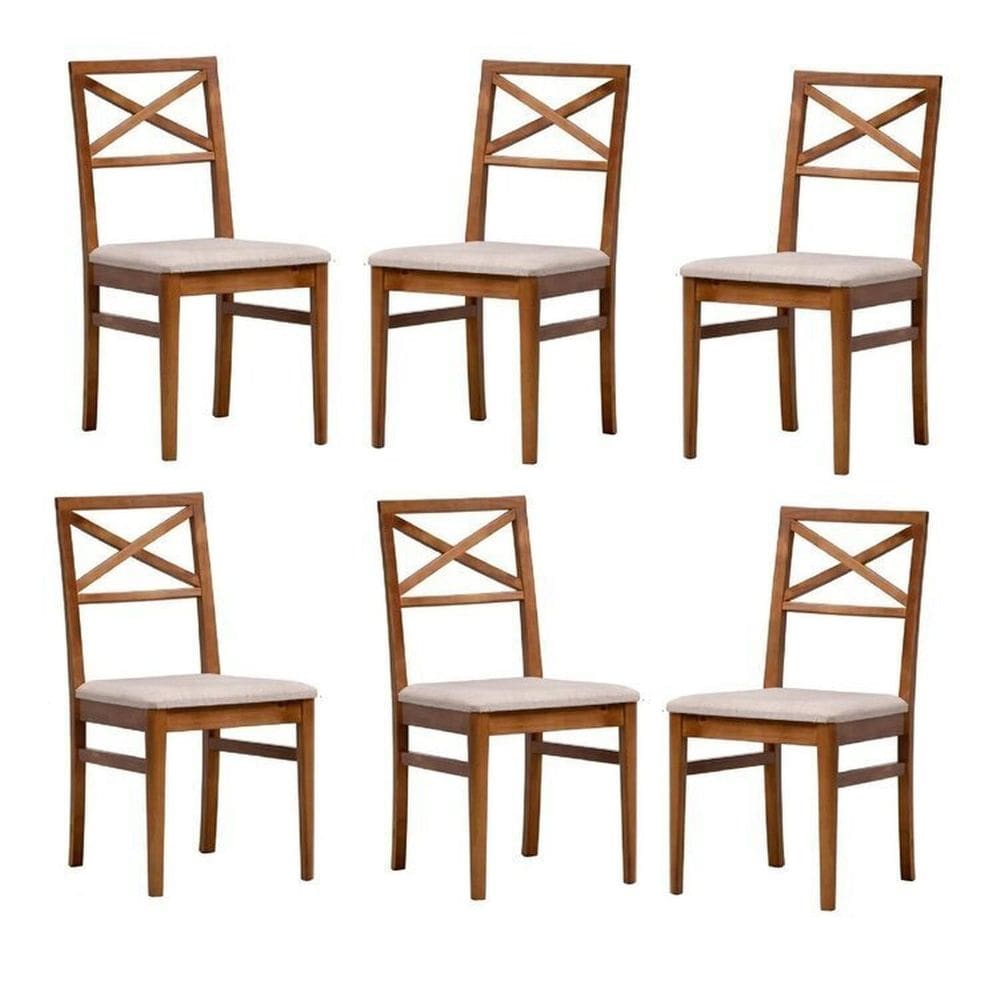 Kit 6 Cadeira Estofada Primavera Cabecasa Madeiraoriginals Marrom