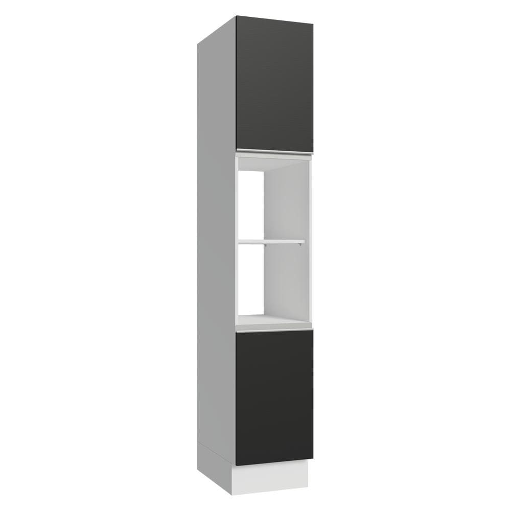 Paneleiro 40 cm 2 Portas e 2 Nichos Branco/Preto Glamy Madesa